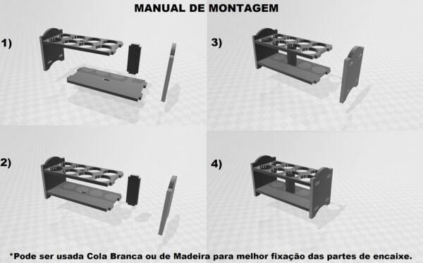 1 Porta Tempero Mdf Preto 8 Frasco 120ml Cristal Tampa Flipt - Imagem 5