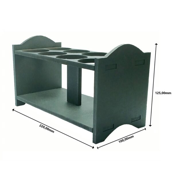 1 Porta Tempero Mdf Preto 8 Frasco 120ml Cristal Tampa Flipt - Imagem 4