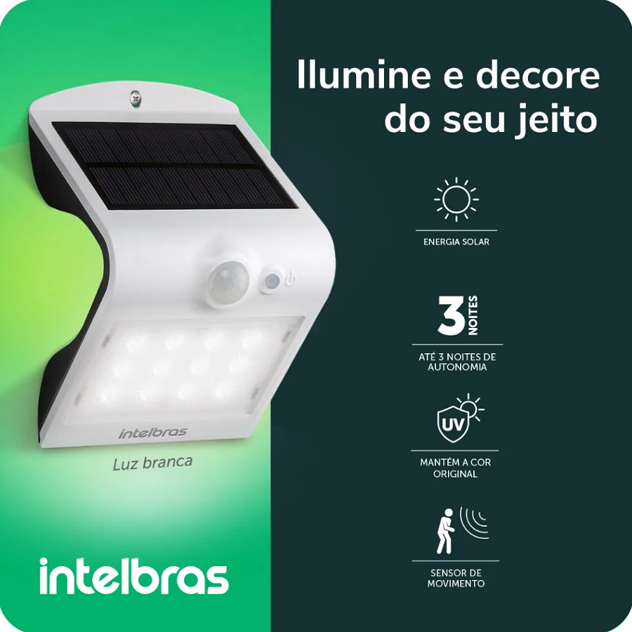 1 Arandela Solar Integrada Asi 220 Luz Branca Intelbras - Imagem 5