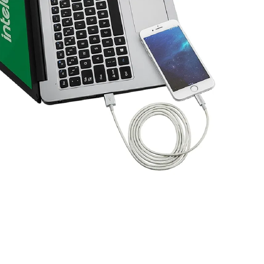 1 Cabo Usb P/ Lightning 1,5m Nylon Branco Eual15nb Intelbras - Imagem 4