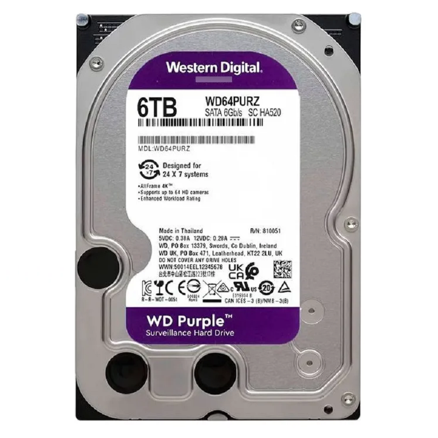 1 Hd Sata 6tb Western Digital Wd64purz Purple Dvr Intelbras - Imagem 2