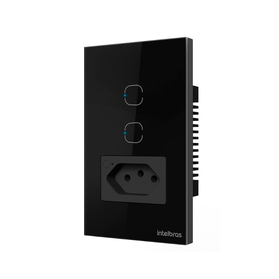 1 Tomada Smart 2 Interruptor Wifi 10a Ets2002 Pret Intelbras