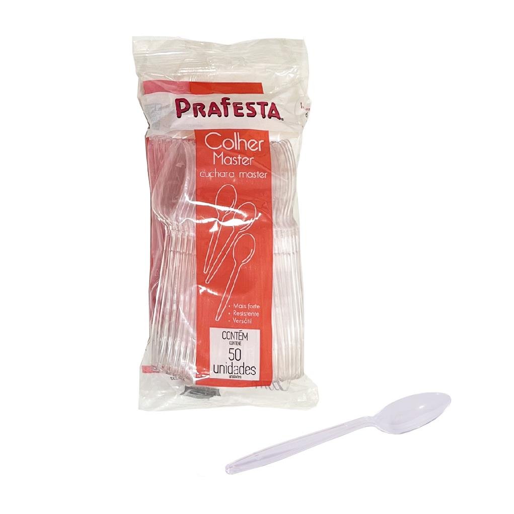 500 COLHERES MASTER PLÁSTICO CRISTAL 150X32MM PRAFESTA - Imagem 2