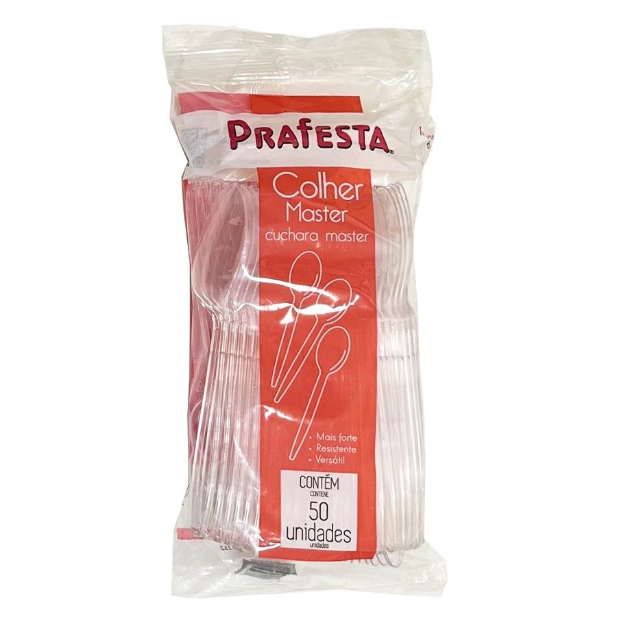 500 COLHERES MASTER PLÁSTICO CRISTAL 150X32MM PRAFESTA - Imagem 3