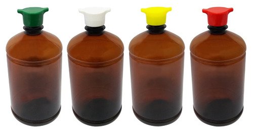 22 Frasco Plástico Âmbar Pet De 1l Tampa Rosca 2 Bico Sab