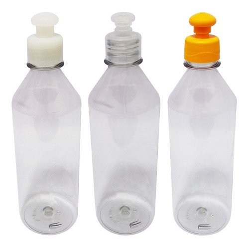 765 Frascos Plástico Cristal Pet 500ml C/ Tampa Pushpull Cos