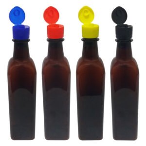 12 Frascos Plástico Âmbar Pet 500ml C/ Tampa Fliptop Aze