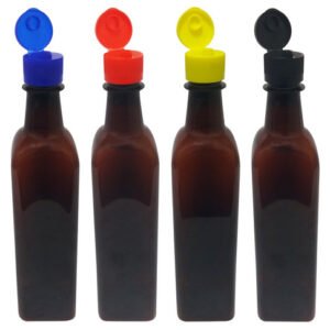 128 Frascos Plástico Âmbar Pet 500ml C/ Tampa Fliptop Aze