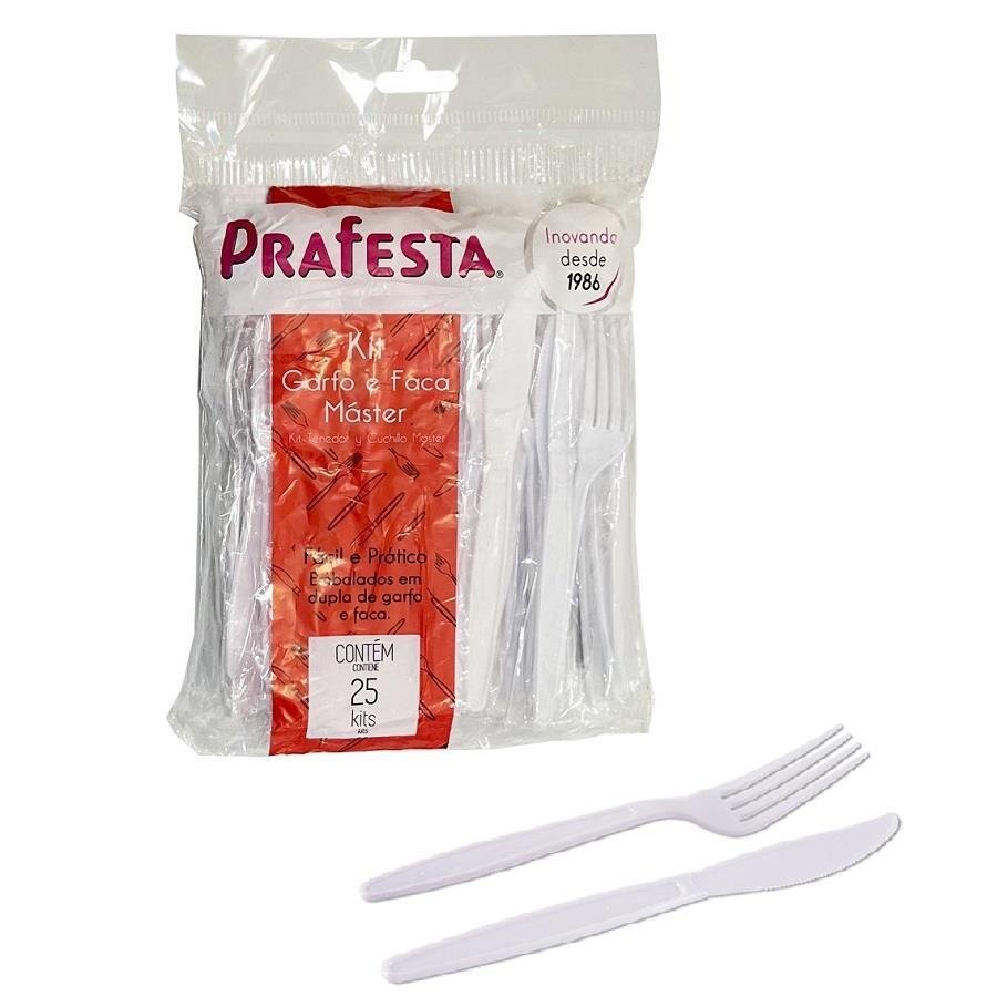 250 GARFO E FACA MASTER PLÁSTICO BRANCO 180X27MM PRAFESTA - Imagem 2