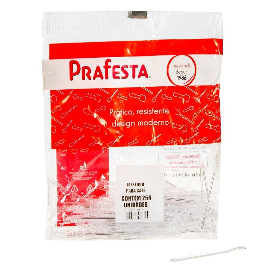 1000 MEXEDOR PARA CAFÉ PLÁSTICO CRISTAL 84,5X7MM PRAFESTA - Imagem 2