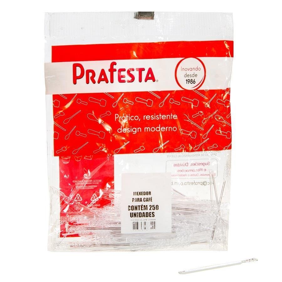 15000 MEXEDOR PARA CAFÉ PLÁSTICO CRISTAL 84,5X7MM PRAFESTA - Imagem 2