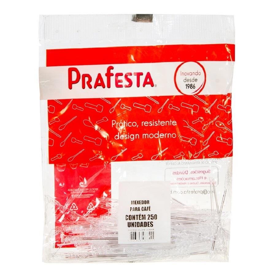 250 MEXEDOR PARA CAFÉ PLÁSTICO CRISTAL 84,5X7MM PRAFESTA - Imagem 3