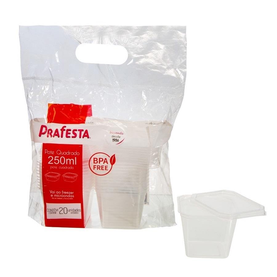40 POTE QUADRADO PLÁSTICO 250ML C/ TAMPA 57,5X65,3 PRAFESTA - Imagem 2