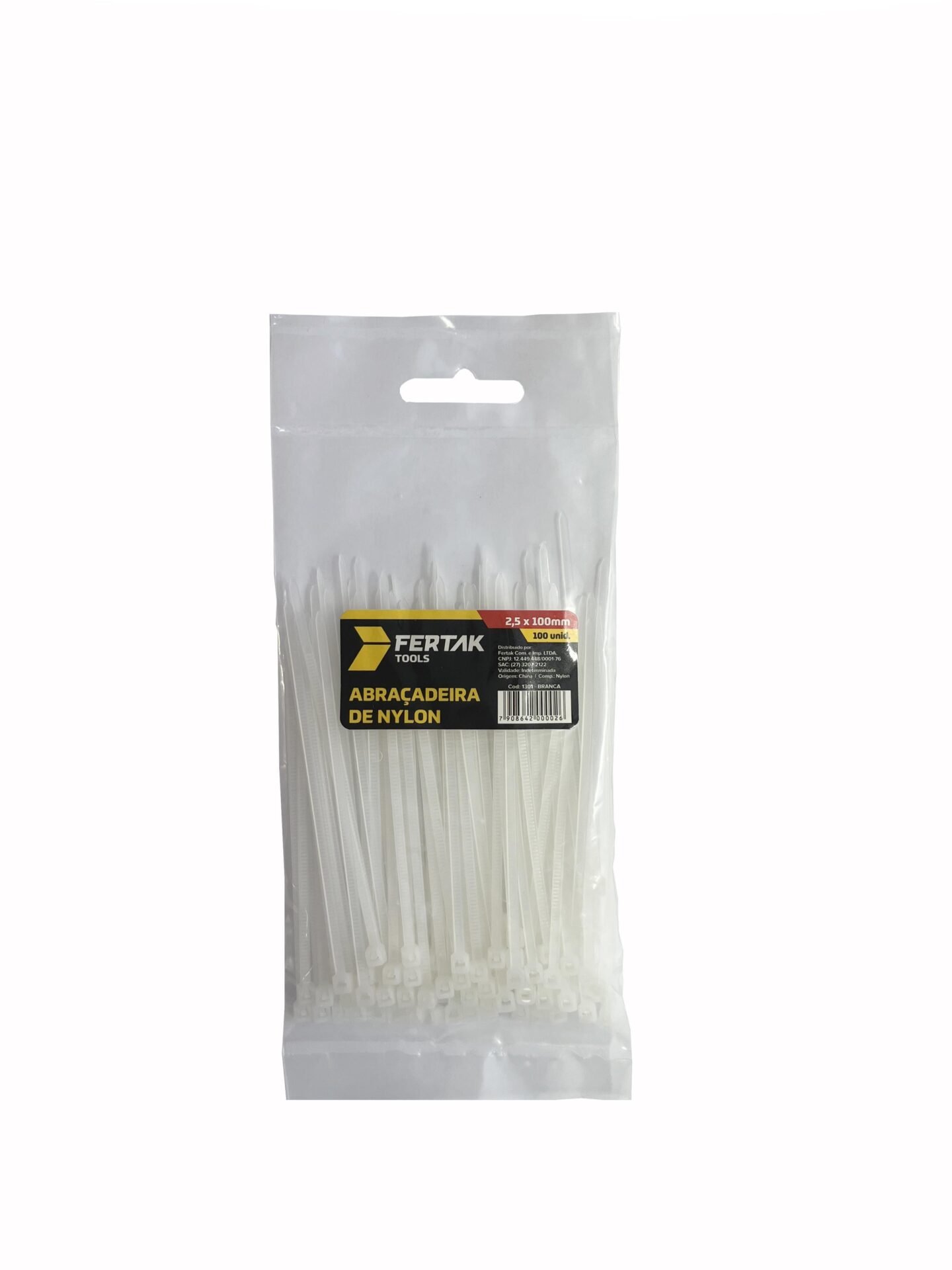 10 PACOTE ABRAÇADEIRAS DE NYLON BRANCA 2,5X100MM C/ 100 UNID - Imagem 2
