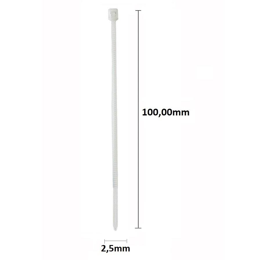 20 PACOTE ABRAÇADEIRAS DE NYLON BRANCA 2,5X100MM C/ 100 UNID - Imagem 3