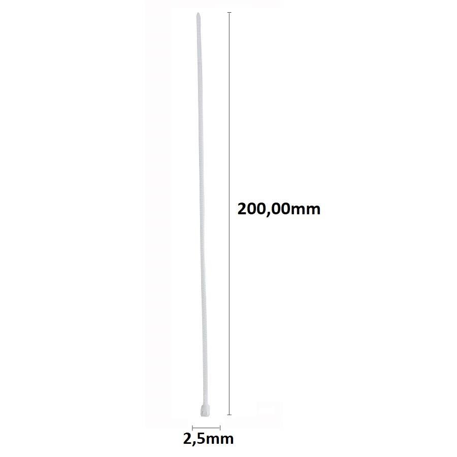 1 PACOTE ABRAÇADEIRAS DE NYLON BRANCA 2,5X200MM C/ 100 UNID - Imagem 3