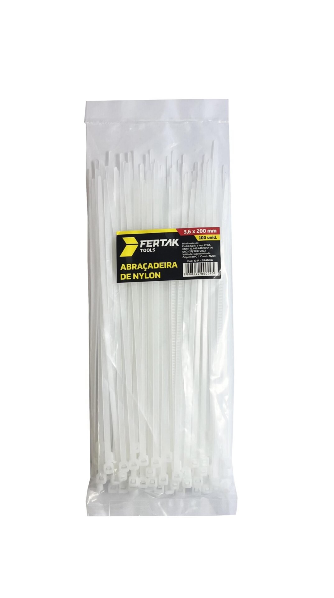 1 PACOTE ABRAÇADEIRAS DE NYLON BRANCA 3,6X200MM C/ 100 UNID - Imagem 2