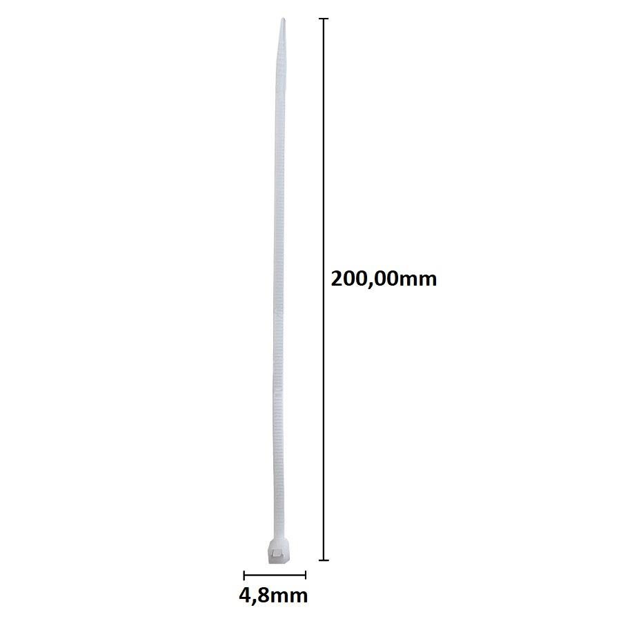 1 PACOTE ABRAÇADEIRAS DE NYLON BRANCA 4,8X200MM C/ 100 UNID - Imagem 3