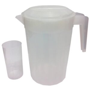 1 Jarra Plástica Incolor De 2l Lavável C/ Tampa E 12 Copos