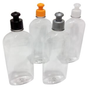 135 Frascos Plástico Cristal Pet 400ml C/ Tampa Pushpull Min