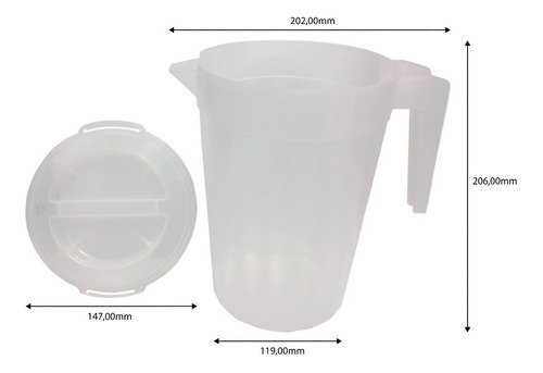 1 Jarra Plástica Incolor De 2l Lavável C/ Tampa E 6 Copos - Imagem 3