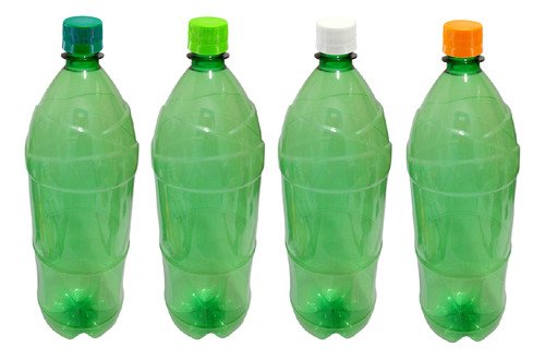 2 Frascos Plásticos Verde Pet 2l Com Tampa Rosca Lacre Ref - Imagem 2
