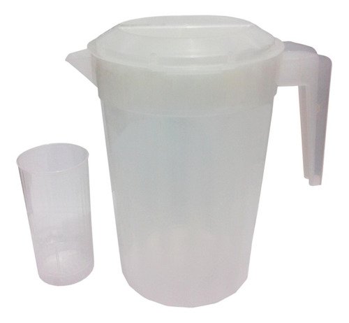 1 Jarra Plástica Incolor De 2l Lavável C/ Tampa E 6 Copos