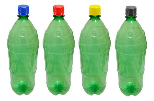2 Frascos Plásticos Verde Pet 2l Com Tampa Rosca Lacre Ref