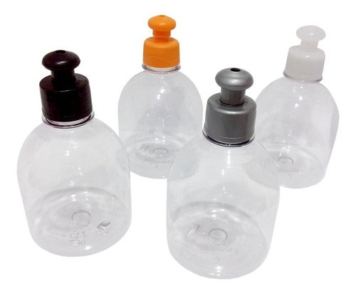 166 Frascos Plástico Cristal Pet 300ml C/ Tampa Pushpull Sab