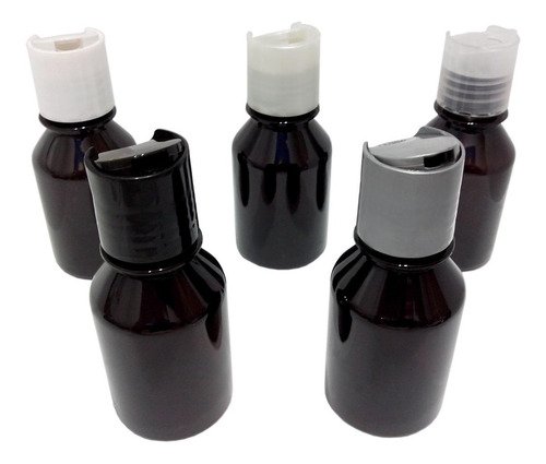 45 Frascos Plástico Âmbar Pet 100ml Shampoo Tampa Disktop