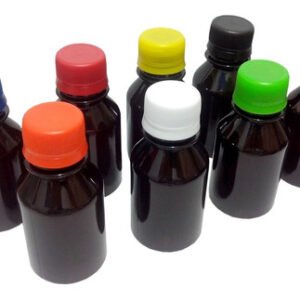 416 Frascos Plásticos Âmbar Pet 100ml C/ Tampa Rosca Lacre