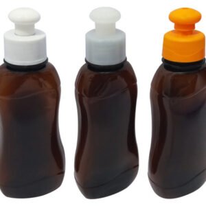 30 Frascos Plástico Âmbar Pet 200ml C/ Tampa Pushpull Cat