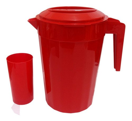 1 Jarra Plástica Colorida De 2l Lavável C/ Tampa E 12 Copos