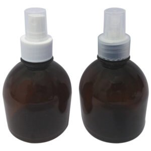 56 Frascos Plásticos Âmbar Pet 300ml Válvula Spray S Sab