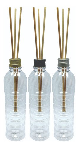 12 Frascos Plástico Cristal 500ml Tampa Difusor Varetas Lim