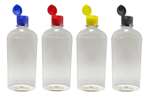 135 Frascos Plástico Cristal Pet 400ml C/ Tampa Fliptop Min