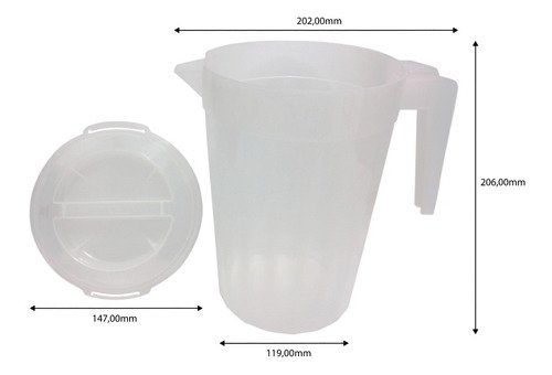 1 Jarra Plástica Incolor De 2l Lavável Com Tampa - Imagem 3