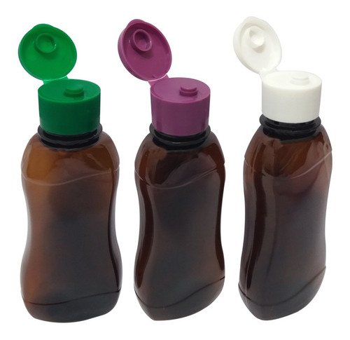 112 Frascos Plástico Âmbar Pet 200ml C/ Tampa Fliptop Cat - Imagem 2