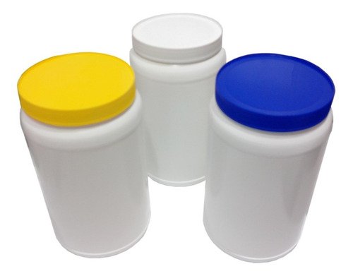 3 Potes Plásticos Branco De 1,5l Vazios Com Tampa Rosca