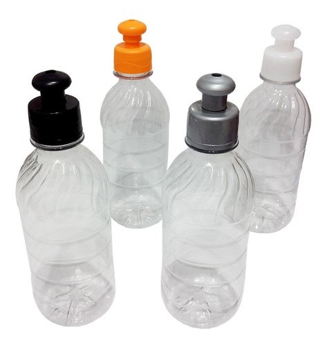 140 Frascos Plástico Cristal Pet 330ml C/ Tampa Pushpull Suc