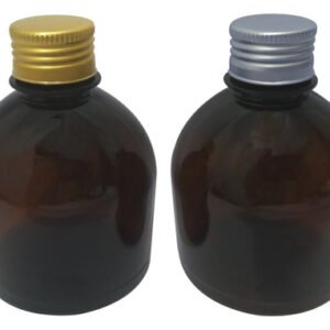 56 Frascos Plástico Âmbar Pet 300ml Tampa Aluminio S/ Sab