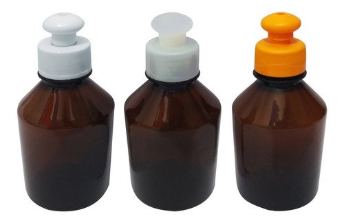 180 Frascos Plástico Âmbar Pet 250ml C/ Tampa Pushpull Far