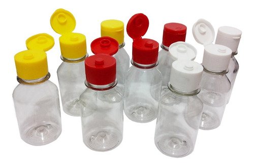 45 Frasco Plástico Cristal Pet 100ml Vazio C/ Tampa Fliptop