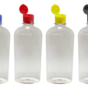 64 Frascos Plástico Cristal Pet 400ml C/ Tampa Fliptop Min