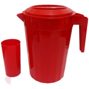 1 Jarra Plástica Colorida De 2l Lavável C/ Tampa E 8 Copos