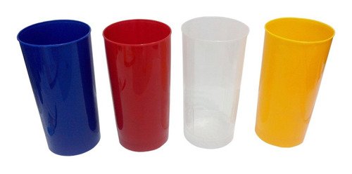 24 Copos Plásticos Coloridos De 200ml Lavável
