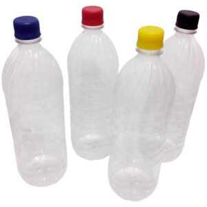 5 Frascos Plástico Cristal Pet De 1l Tampa Rosca Lacre Suc