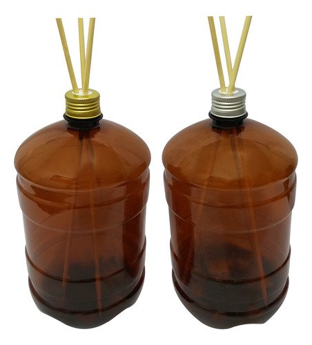 22 Frascos Plástico Âmbar Pet 2l Tampa Difusor Varetas Gro