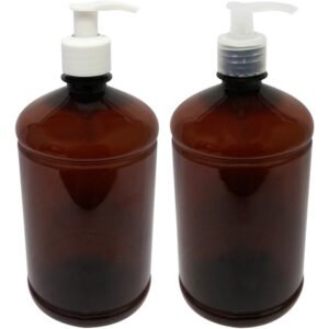 49 Frascos Plásticos Âmbar 1l Válvula Bico De Pato S Sab