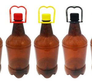 48 Frasco Plástico Âmbar Pet 1l Cerveja Tampa E Alça Growler